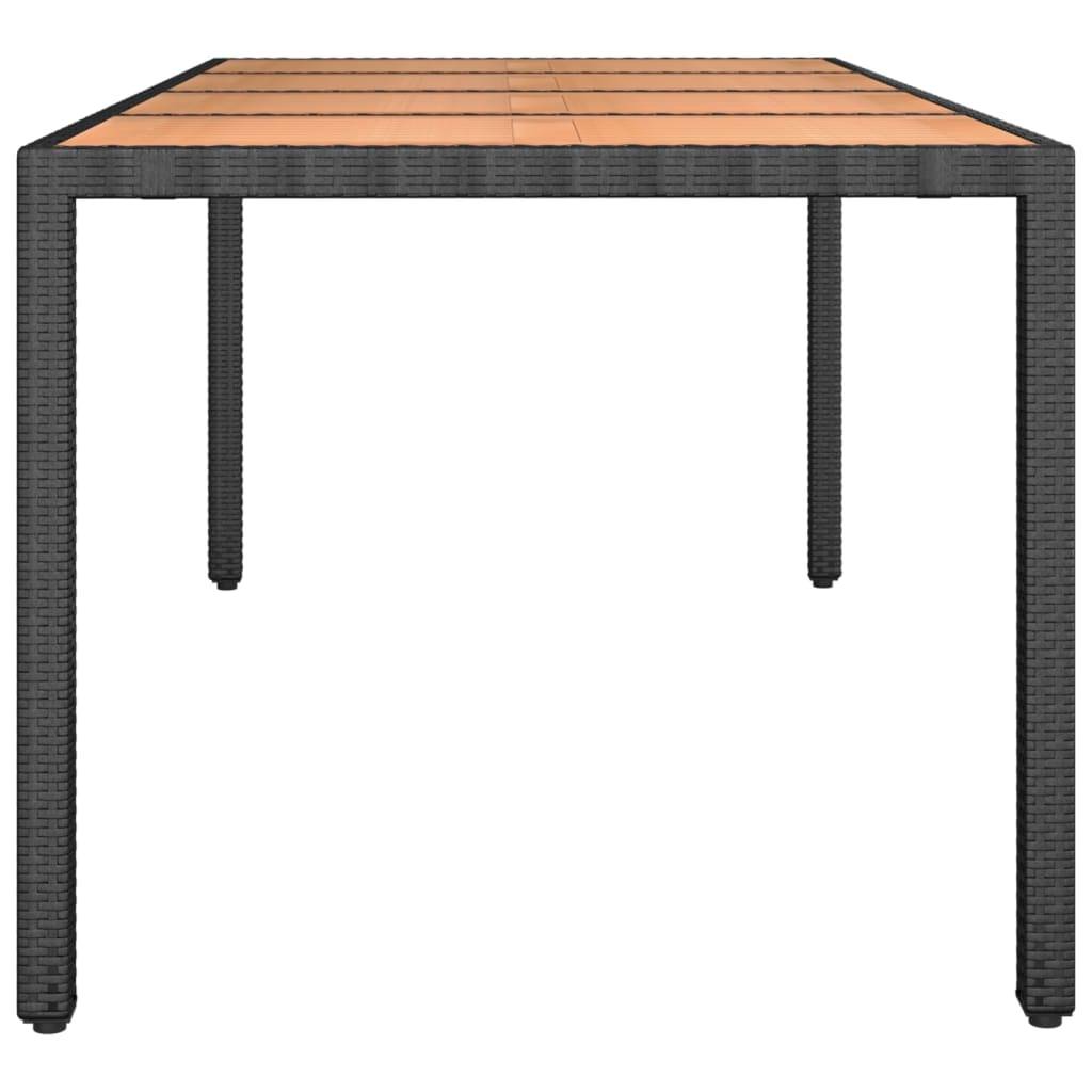 ComfortXL - Grande Table de Jardin Noire 190cm, Structure en Résine Tressée et Plateau Bois d'Acacia – ComfortXL Outdoor Living - Image 4