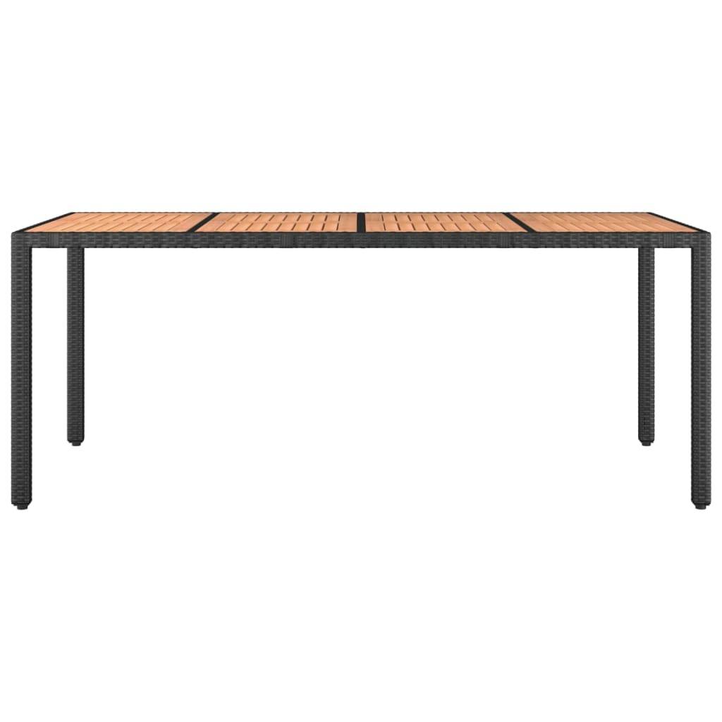 ComfortXL - Grande Table de Jardin Noire 190cm, Structure en Résine Tressée et Plateau Bois d'Acacia – ComfortXL Outdoor Living - Image 3