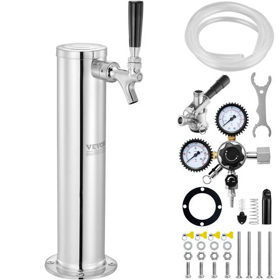 VEVOR Kit colonne bière 1 robinet, inox, régulateur double jauge W21,8. Système S. - Image 1