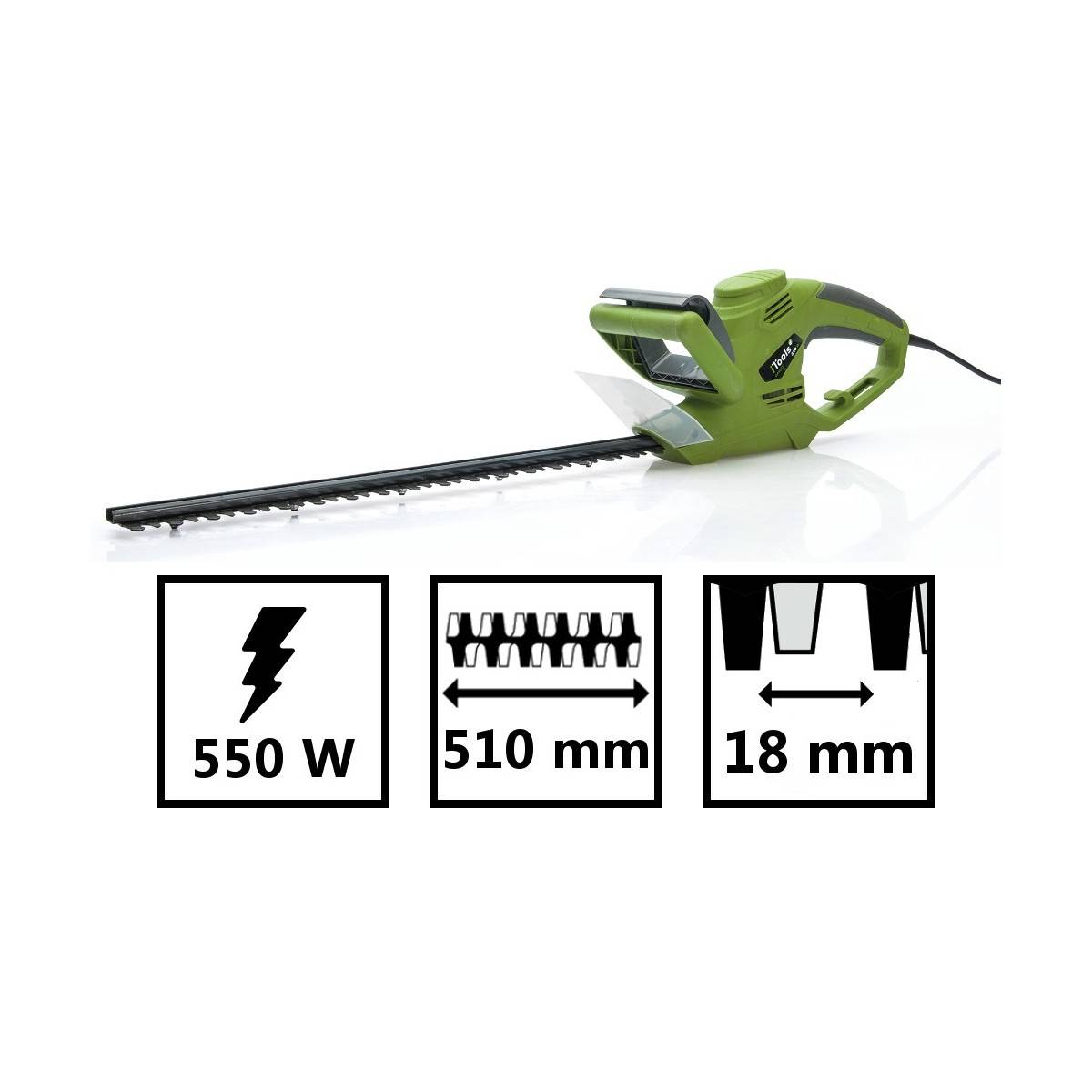 Taille Haie électrique 450W Lame 51 cm Dents 18mm Léger et éfficace ITOOLS - Imagen 3