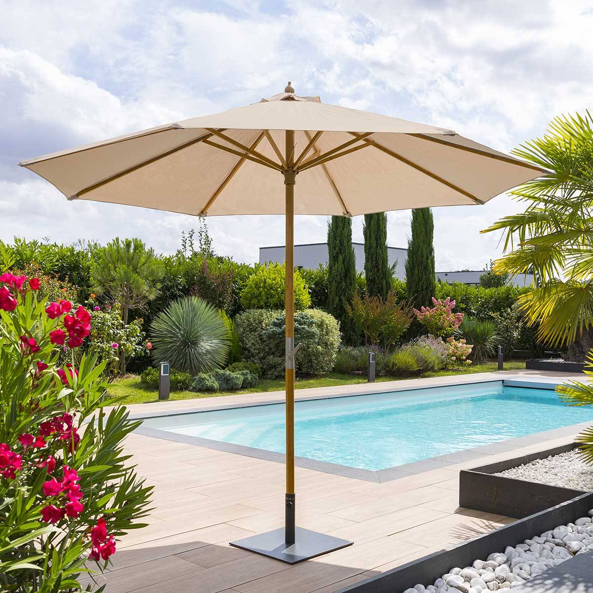 Hesperide - Parasol droit "Tinaei" taupe 3m en bambou Hespéride - Imagen 1