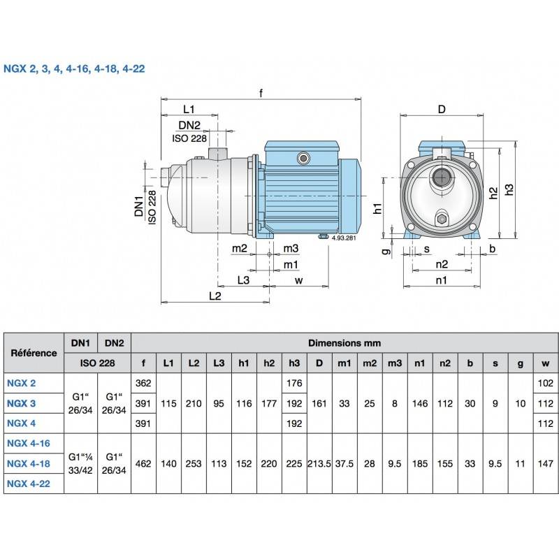 Pompe a eau domestique Calpeda NGX416 1,10 KW - Triphasé 380V - Jusqu'à 4,5 M3/H - Approvisionnement en eau - Pompage d'eau - Augmenter la pression de - Image 4