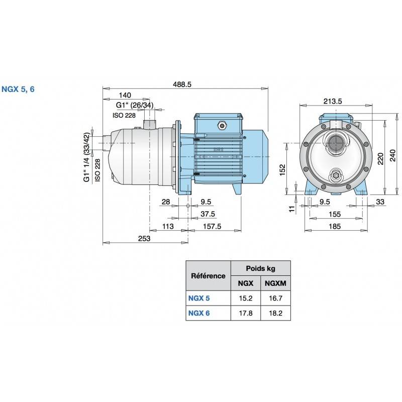 Pompe a eau domestique Calpeda NGX416 1,10 KW - Triphasé 380V - Jusqu'à 4,5 M3/H - Approvisionnement en eau - Pompage d'eau - Augmenter la pression de - Image 5