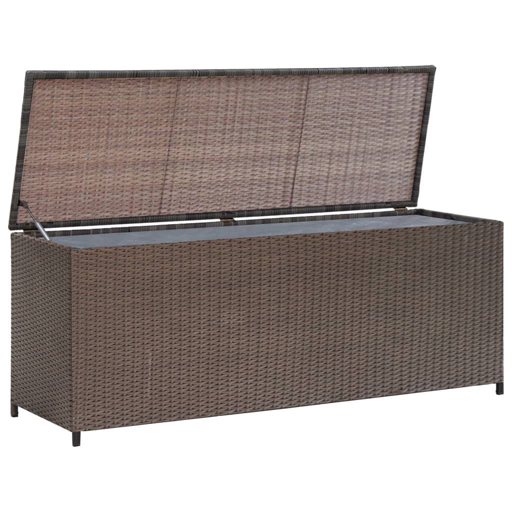 Helloshop26 - Coffre boîte meuble de jardin rangement marron 120 x 50 x 60 cm résine tressée - Imagen 1