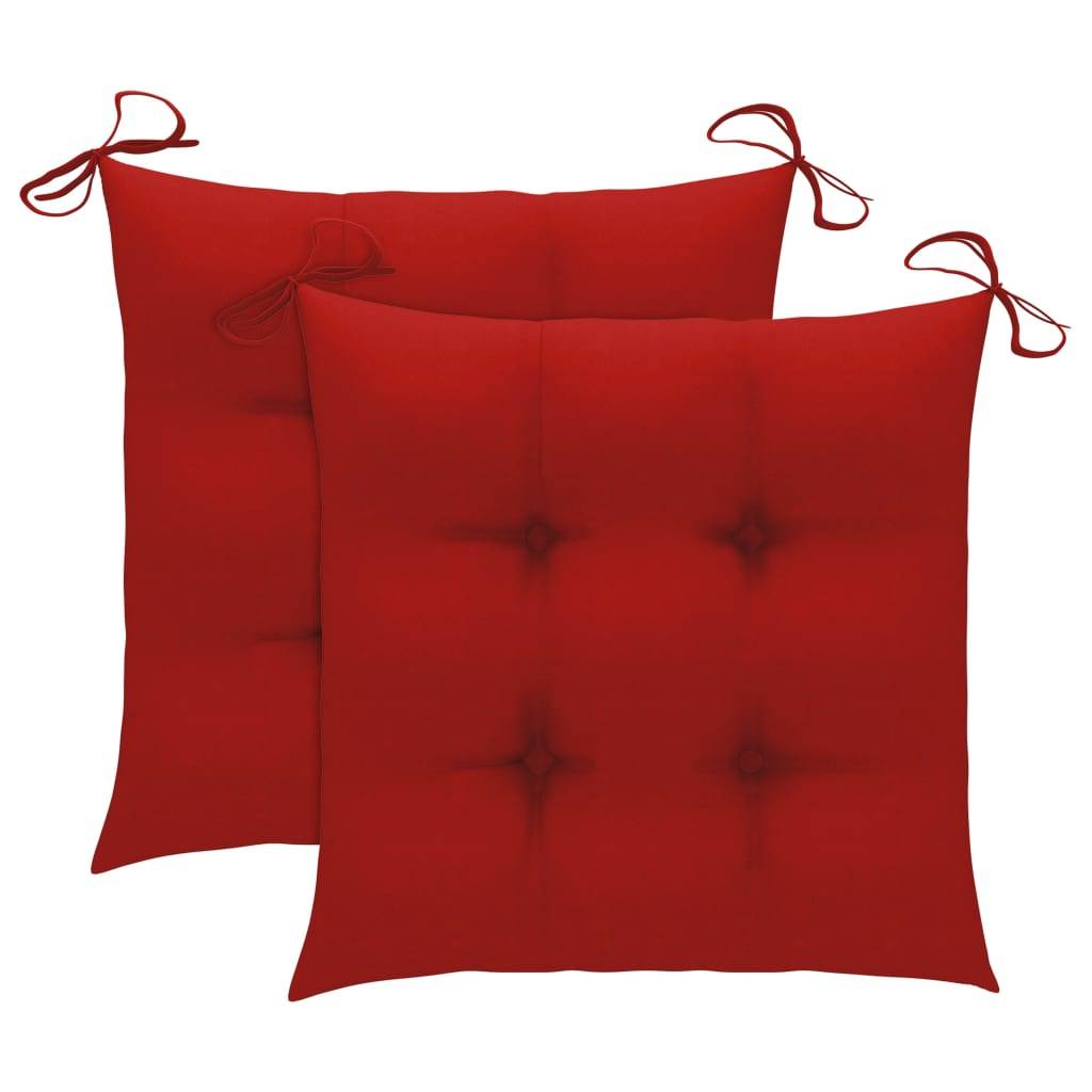 Maison Chic - Lot de 2 Chaises de jardin et coussins - Chaises d'extérieur - Fauteuils de jardin rouge Bois teck massif - Image 6