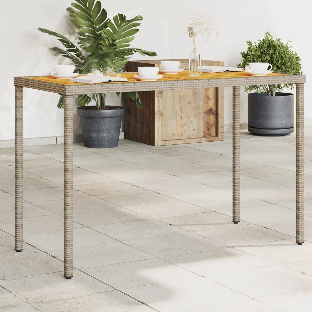 ComfortXL - Table de Jardin Bi-Matière 115cm, Structure Résine Tressée Grise et Plateau en Bois d'Acacia Massif – ComfortXL Outdoor Living - Image 1
