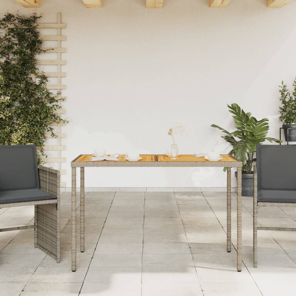 ComfortXL - Table de Jardin Bi-Matière 115cm, Structure Résine Tressée Grise et Plateau en Bois d'Acacia Massif – ComfortXL Outdoor Living - Image 3