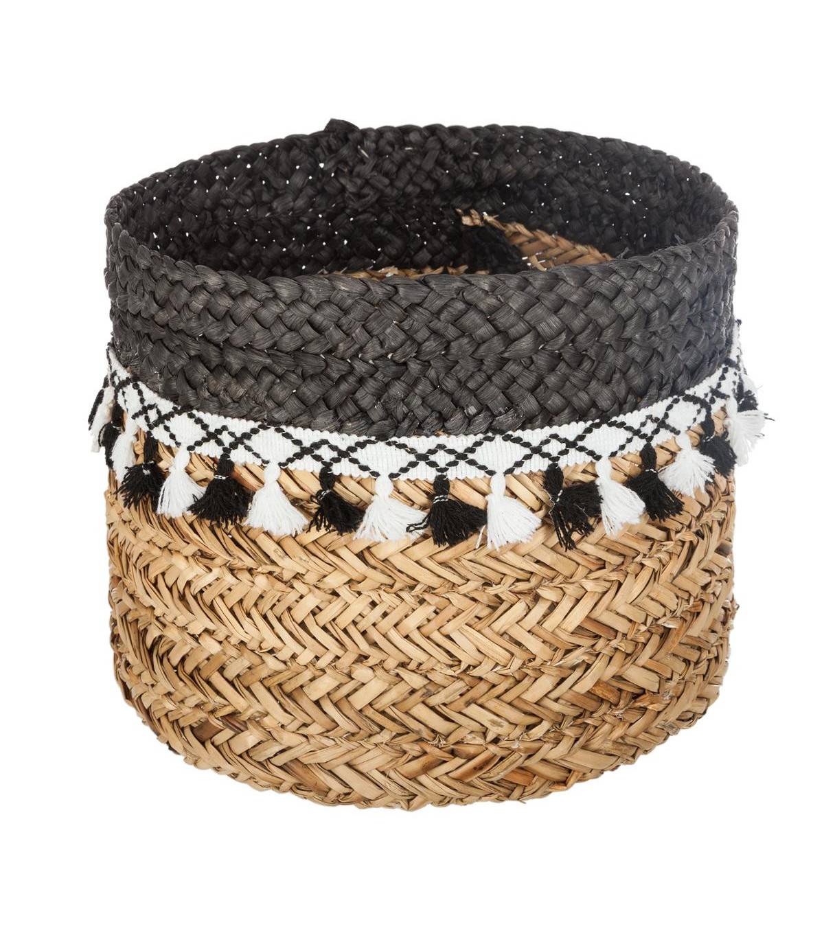 Set de 3 Paniers de rangement en Seagrass avec Pompons - Imagen 3