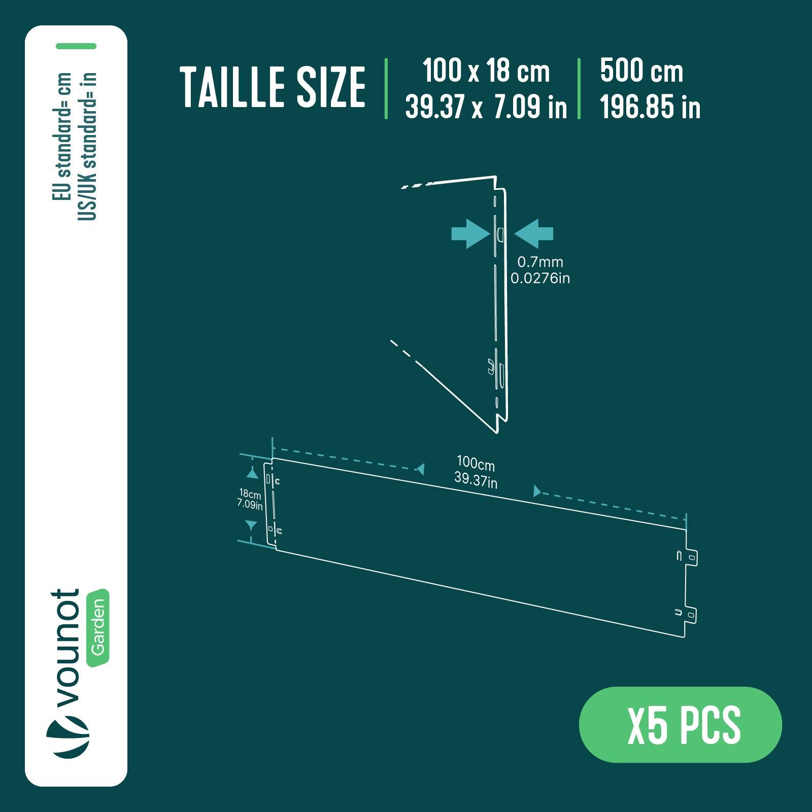 Vounot - Lot de 5 Bordure de jardin en métal flexible 100x18cm marron - clôture gazon antirouille 5m - VOUNOT® - Image 3