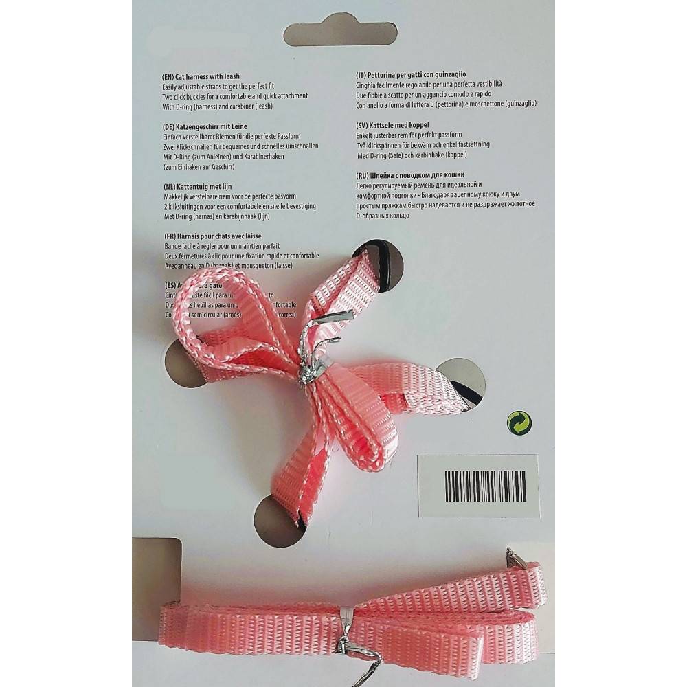 Harnais et laisse de 1,10 mètre rose clair pour chat - Imagen 3