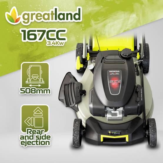 Greatland - Tondeuse thermique tractée 167CC avec moteur Honda, mulching et éjection latérale - Image 3