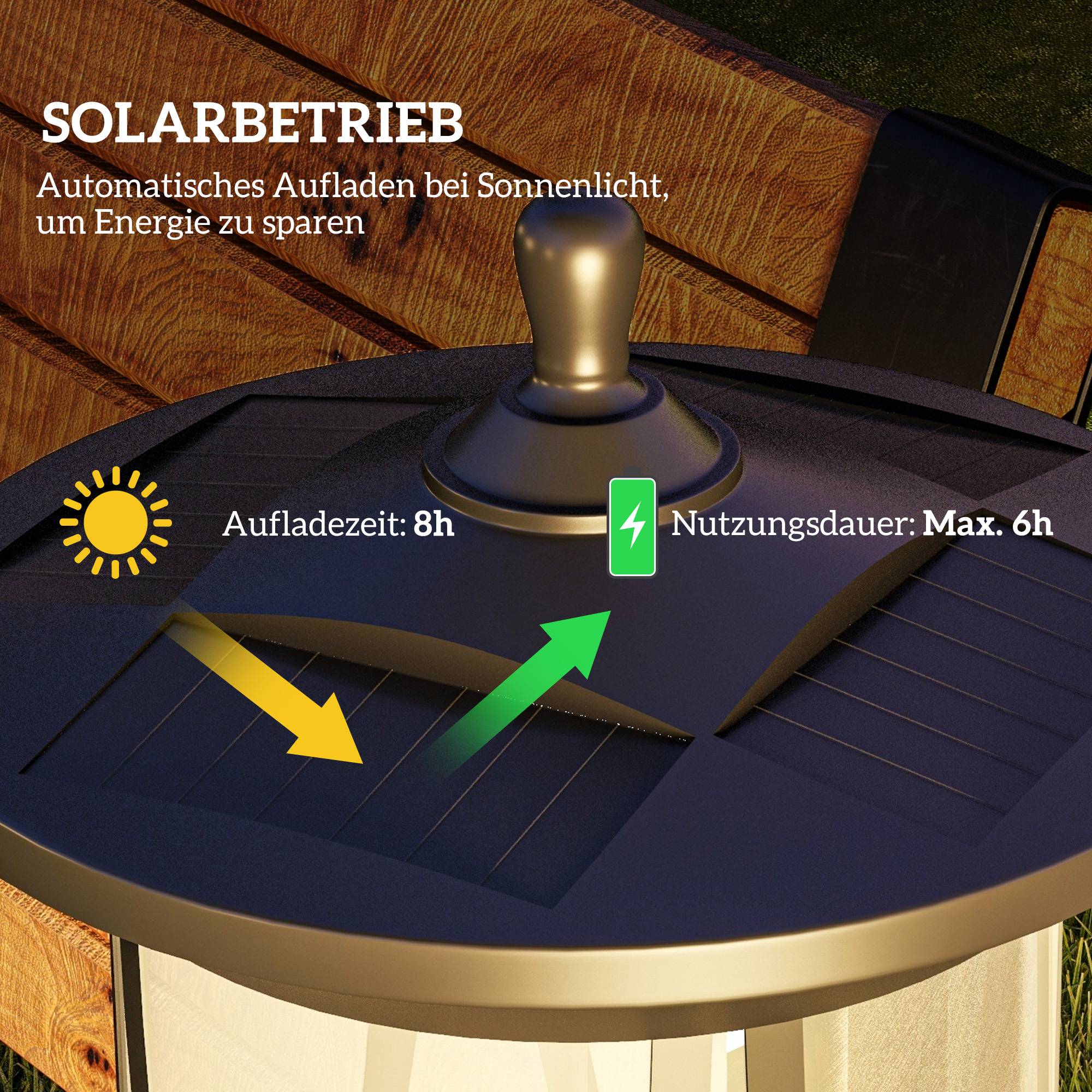 Lampadaire Solaire LED Extérieur ABS Jardin Détecteur Crépusculaire IP44 127cm Noir - ComfortXL Outdoor Living - Image 4