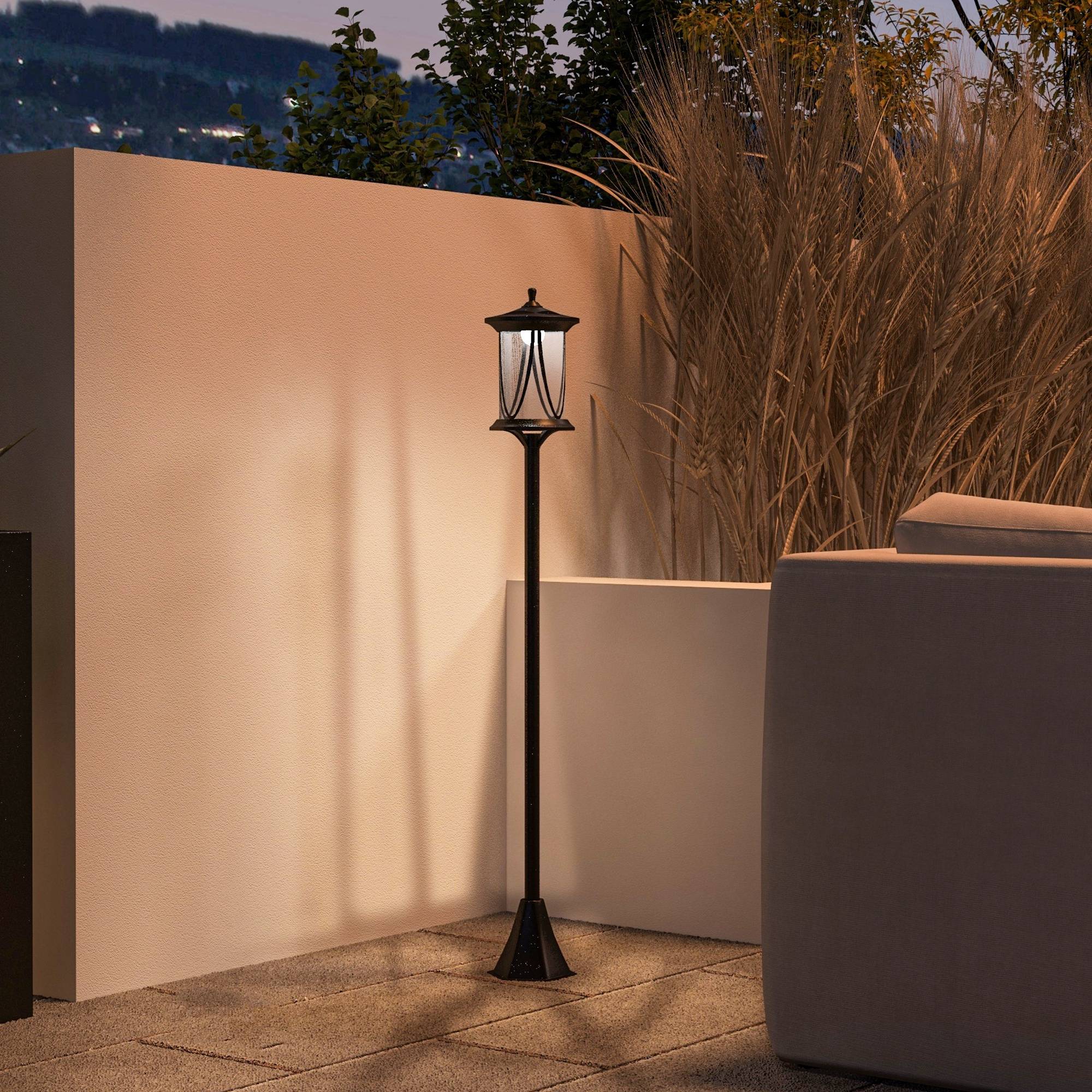 Lampadaire Solaire LED Extérieur ABS Jardin Détecteur Crépusculaire IP44 127cm Noir - ComfortXL Outdoor Living - Image 7