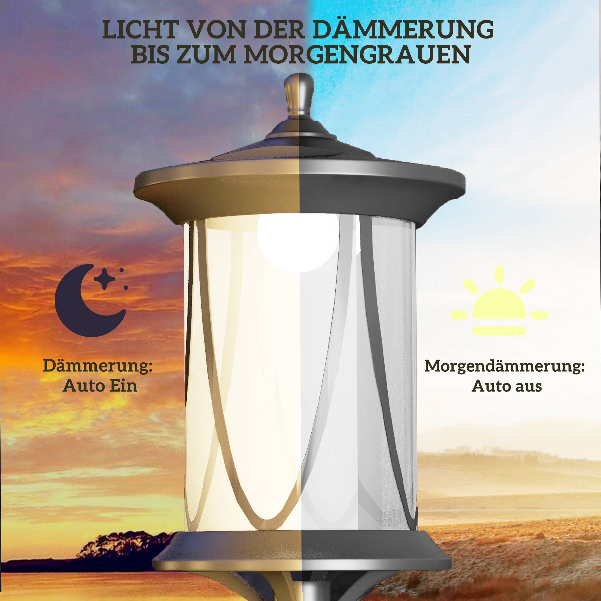 Lampadaire Solaire LED Extérieur ABS Jardin Détecteur Crépusculaire IP44 127cm Noir - ComfortXL Outdoor Living - Image 5