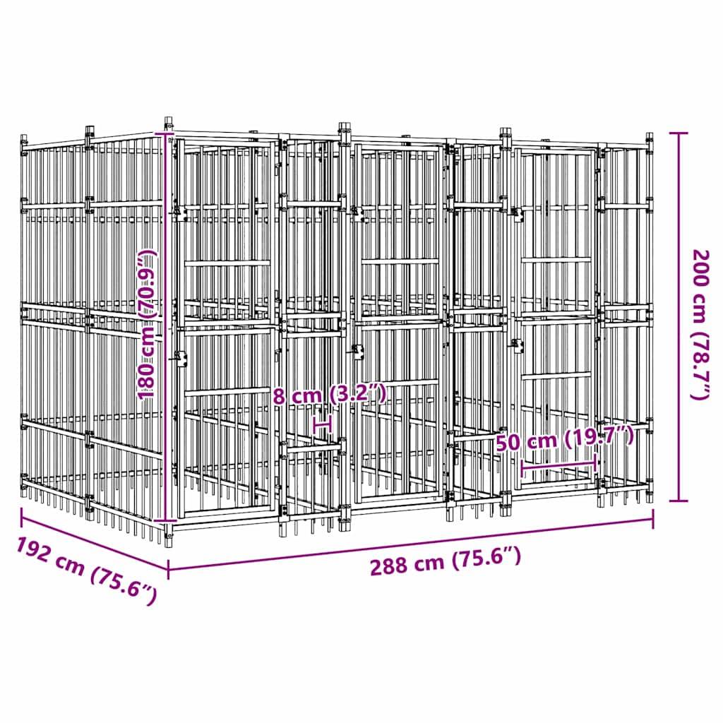 Vidaxl - Chenil d'extérieur pour chiens Acier 7,37 m² vidaXL 3097939 - Imagen 3