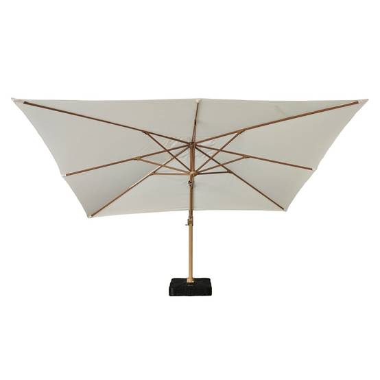 Parasol déporté rotatif 360° inclinable aluminium finition bois toile écrue 4x3 m Poseidon - Gecko Jardin - Image 2