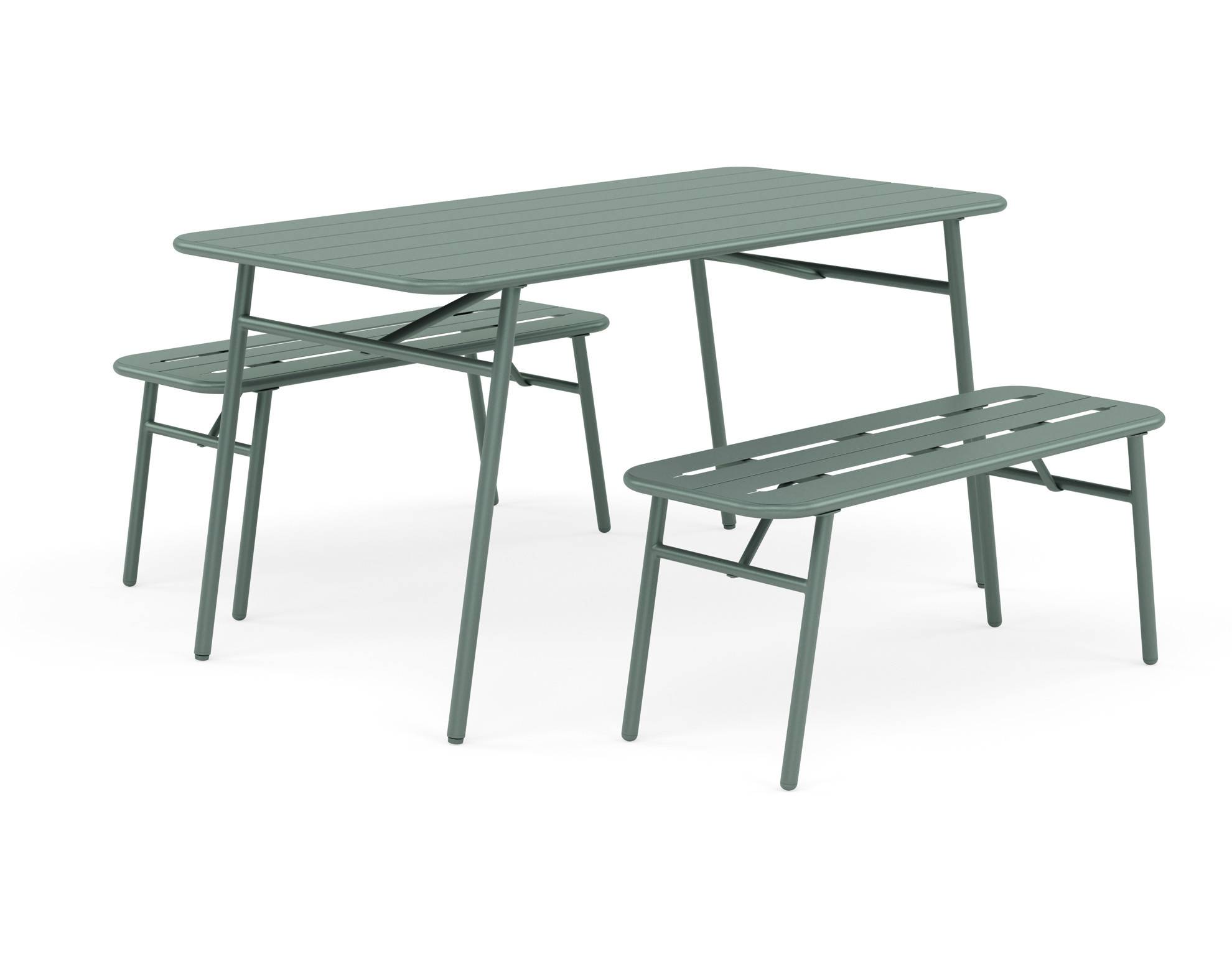 Best Mobilier - Ribola - ensemble table et bancs de jardin - 4 personnes - vert - Best Mobilier - Image 1