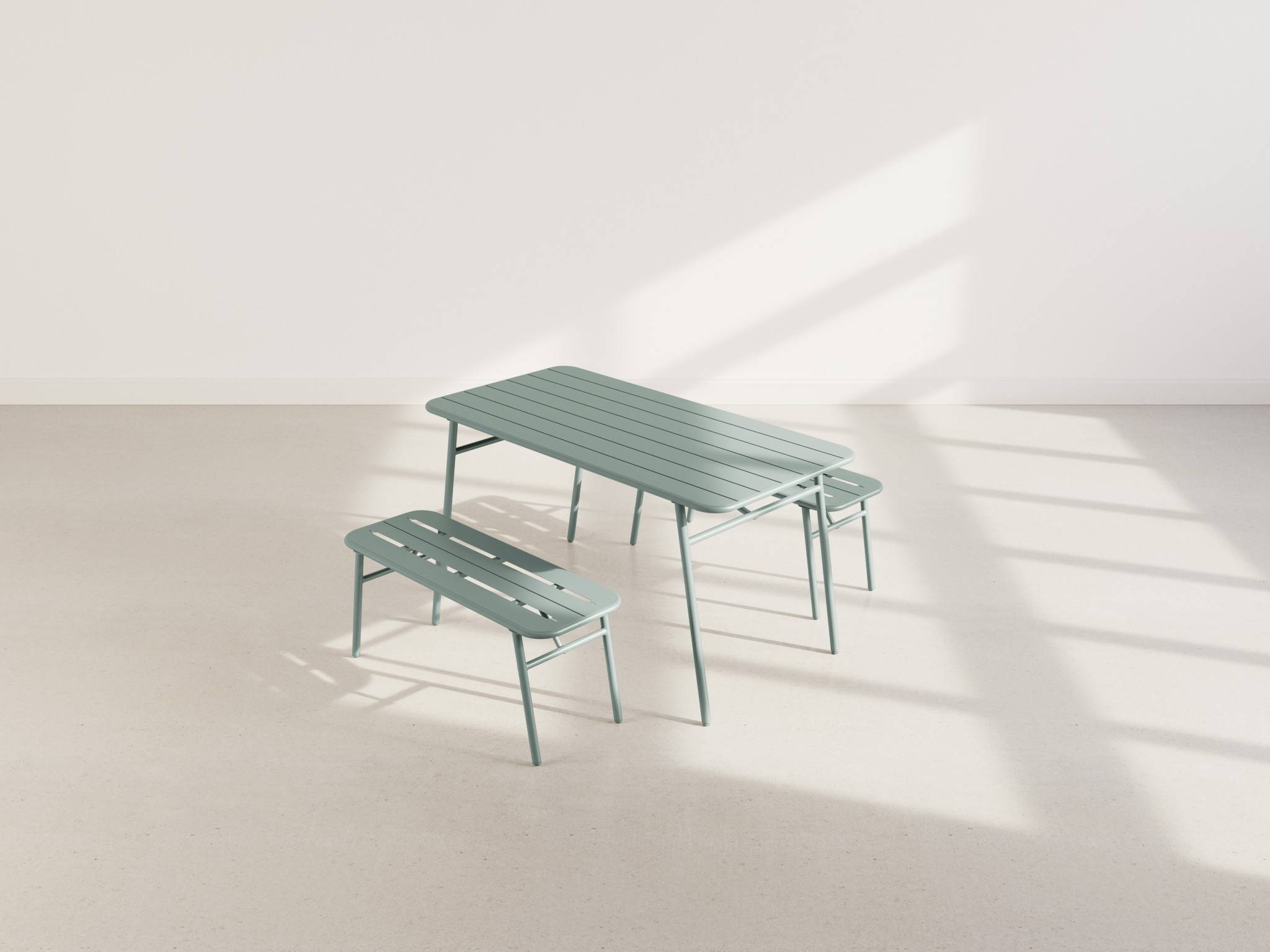 Best Mobilier - Ribola - ensemble table et bancs de jardin - 4 personnes - vert - Best Mobilier - Image 5