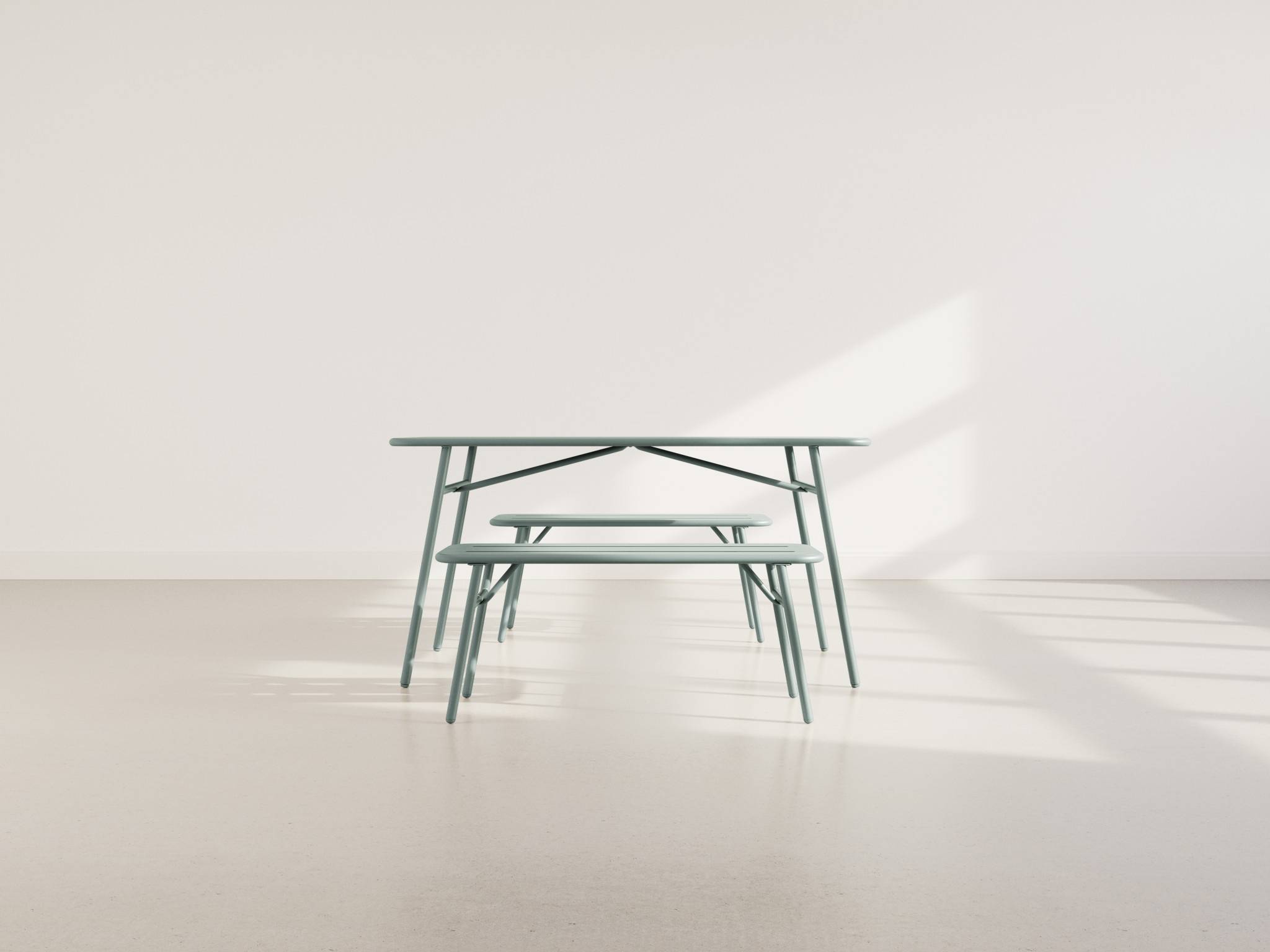 Best Mobilier - Ribola - ensemble table et bancs de jardin - 4 personnes - vert - Best Mobilier - Image 6