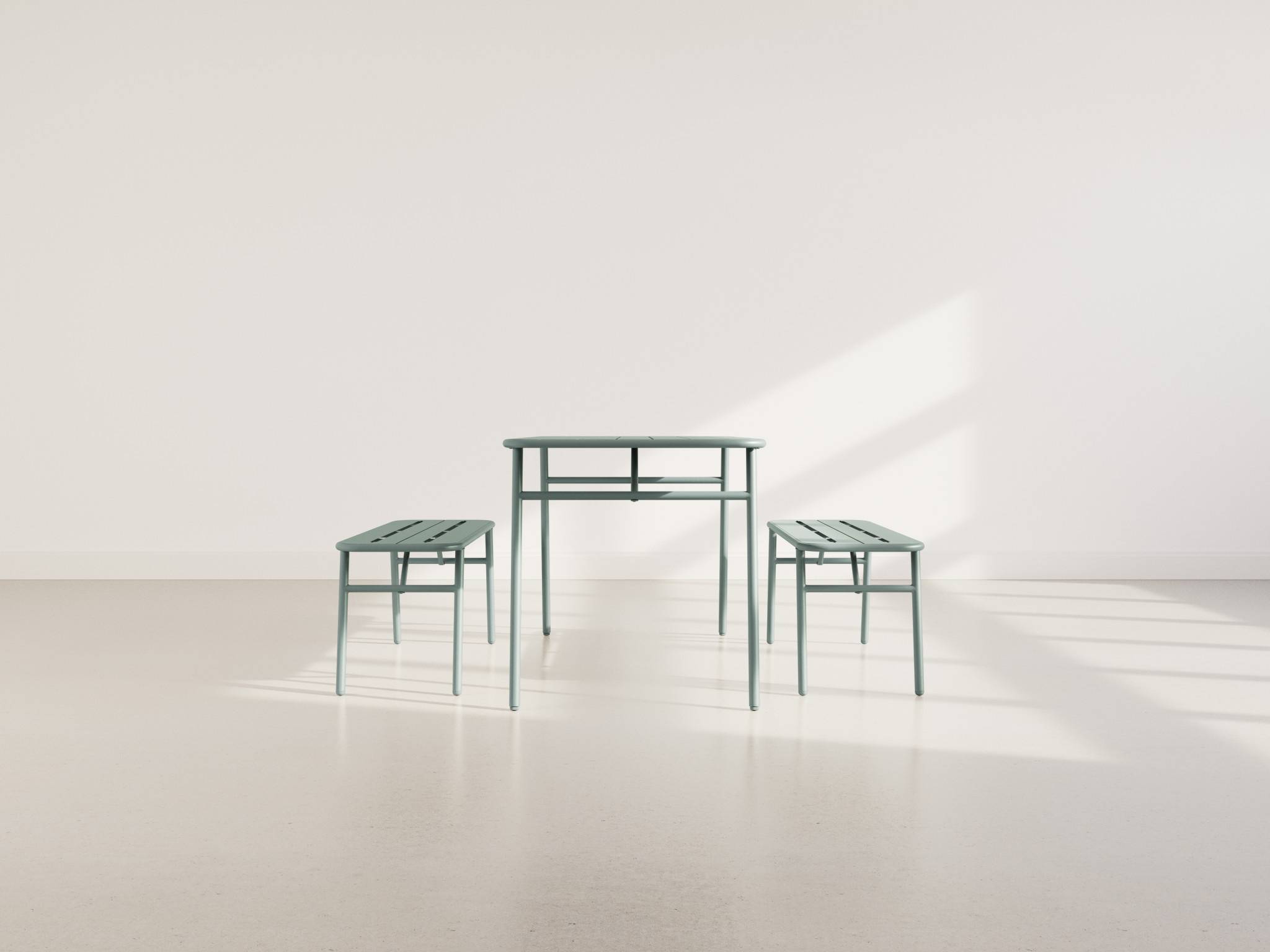 Best Mobilier - Ribola - ensemble table et bancs de jardin - 4 personnes - vert - Best Mobilier - Image 3