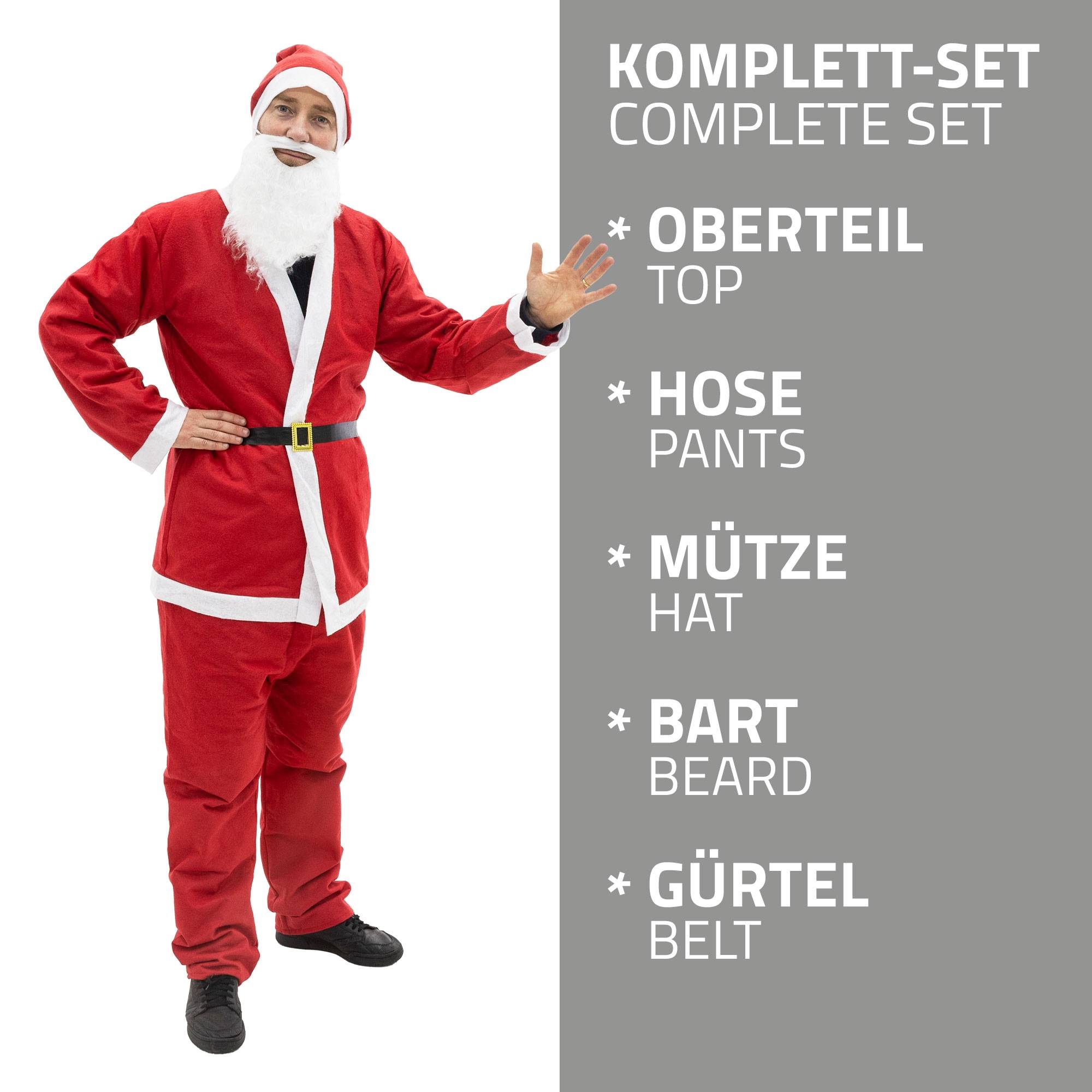 Ecd-Germany - Costume de Père de Noël déguisement fête rouge-blanc taille unique S-XL 5 pièces - Imagen 3