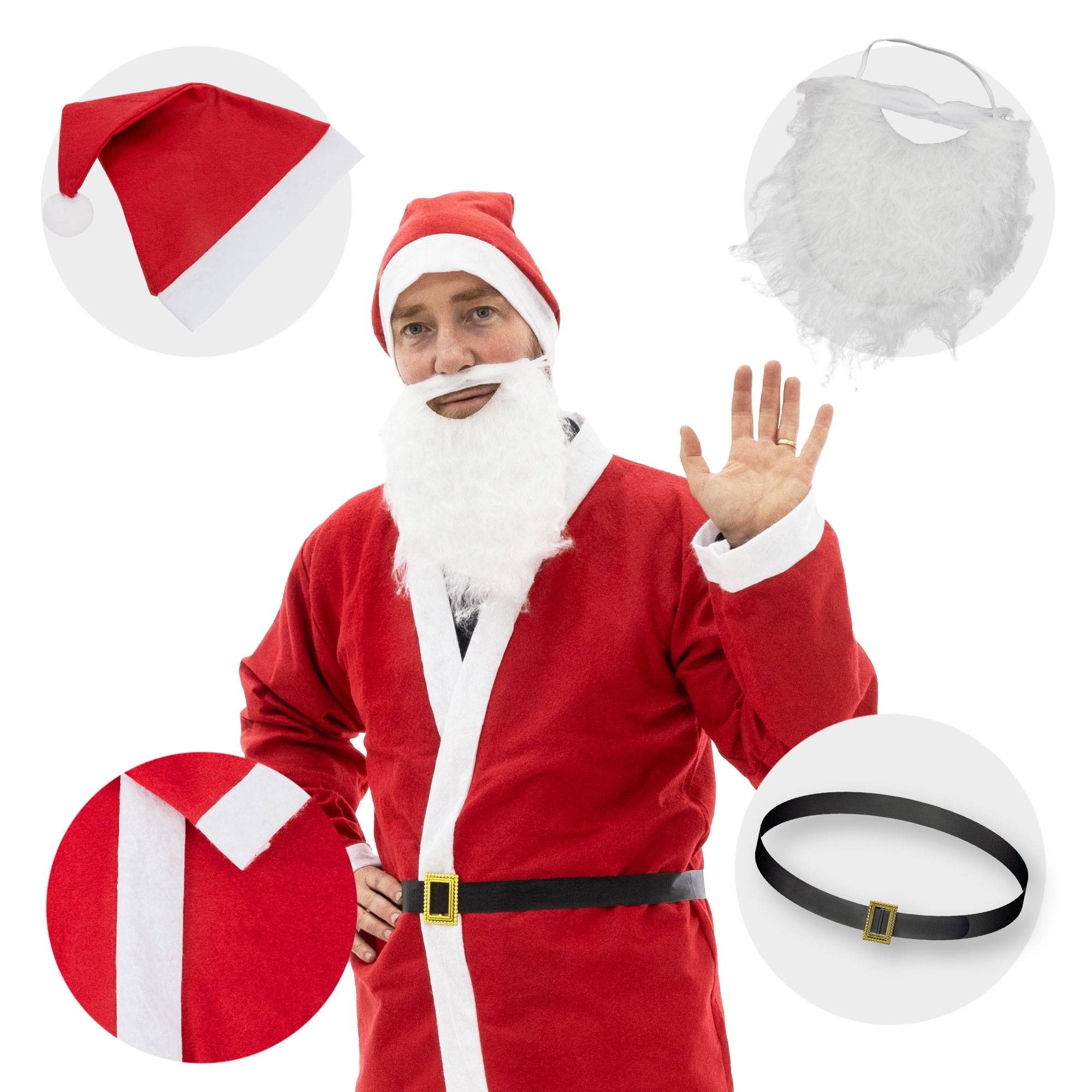 Ecd-Germany - Costume de Père de Noël déguisement fête rouge-blanc taille unique S-XL 5 pièces - Imagen 4