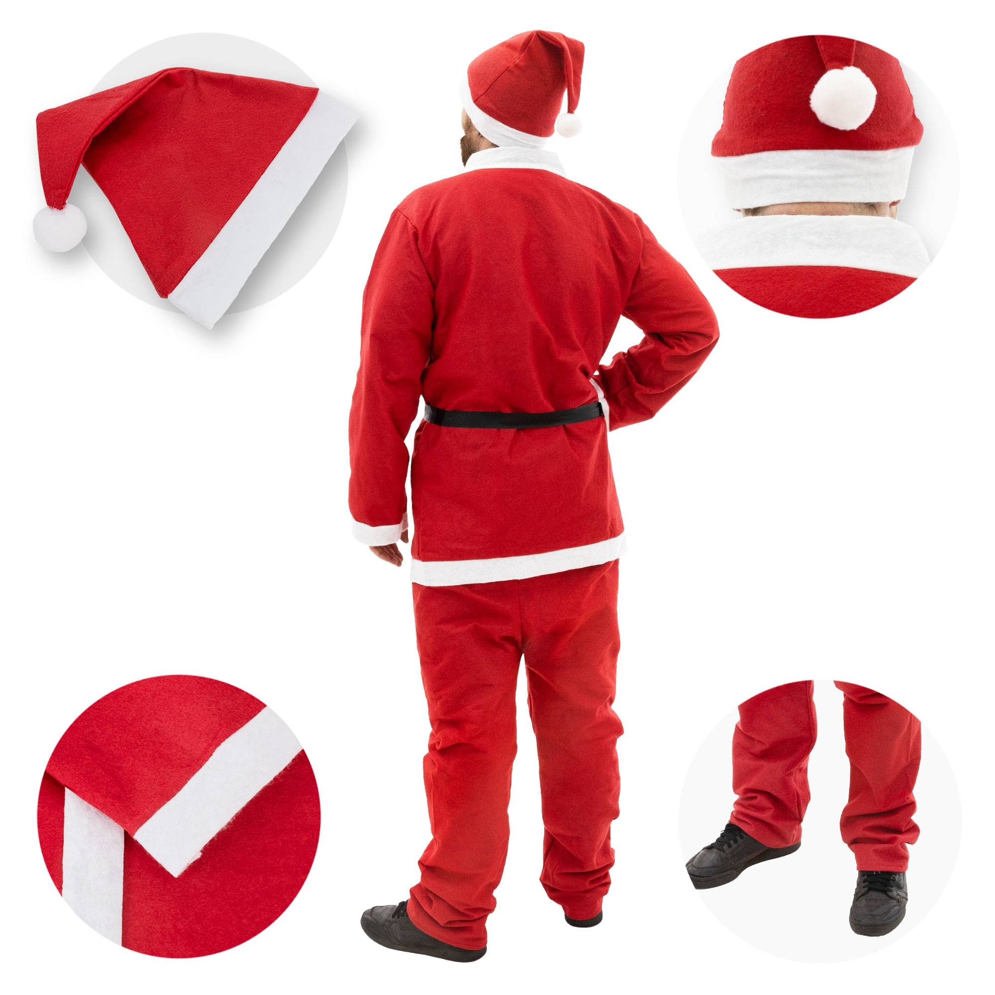 Ecd-Germany - Costume de Père de Noël déguisement fête rouge-blanc taille unique S-XL 5 pièces - Imagen 5