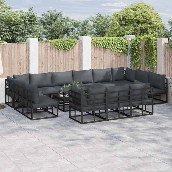 Grand Salon de Jardin en Aluminium 14 Pièces Modulable pour 13 Personnes Noir – ComfortXL Outdoor Living - Image 1