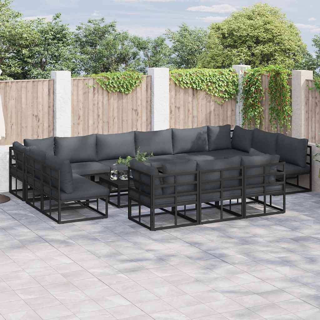 Grand Salon de Jardin en Aluminium 14 Pièces Modulable pour 13 Personnes Noir – ComfortXL Outdoor Living - Image 1