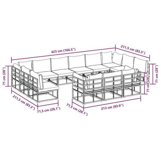 Grand Salon de Jardin en Aluminium 14 Pièces Modulable pour 13 Personnes Noir – ComfortXL Outdoor Living - Image 5