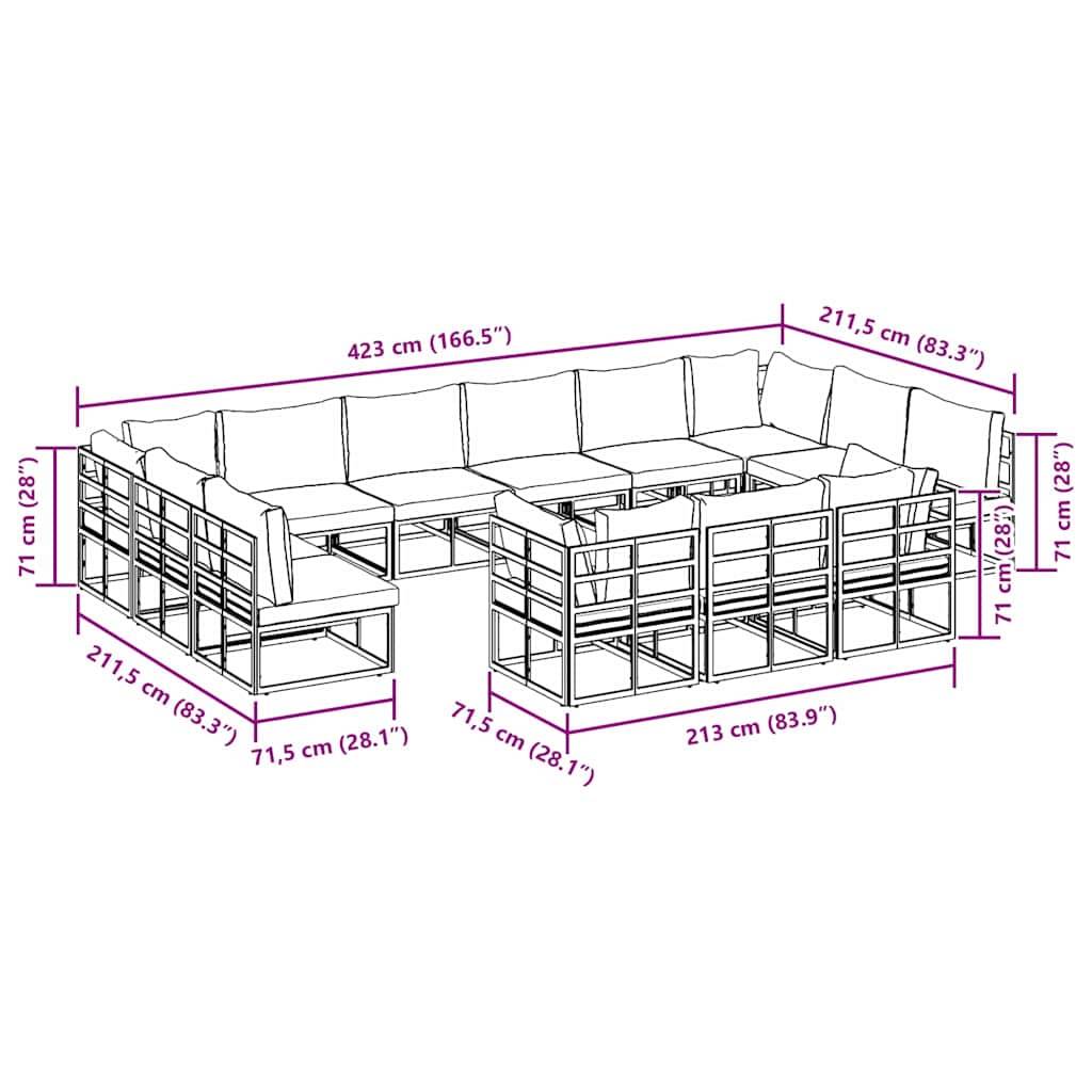 Grand Salon de Jardin en Aluminium 14 Pièces Modulable pour 13 Personnes Noir – ComfortXL Outdoor Living - Image 5