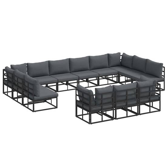Grand Salon de Jardin en Aluminium 14 Pièces Modulable pour 13 Personnes Noir – ComfortXL Outdoor Living - Image 2