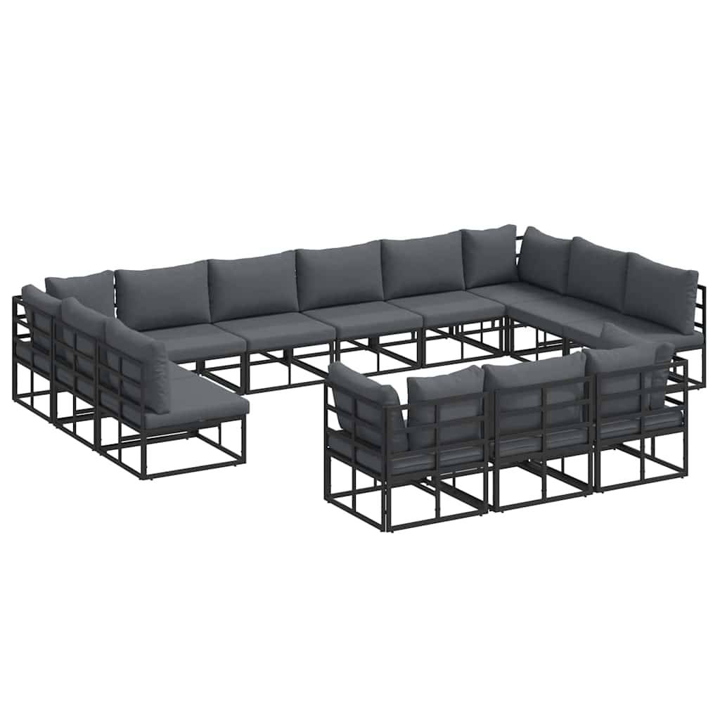 Grand Salon de Jardin en Aluminium 14 Pièces Modulable pour 13 Personnes Noir – ComfortXL Outdoor Living - Image 2
