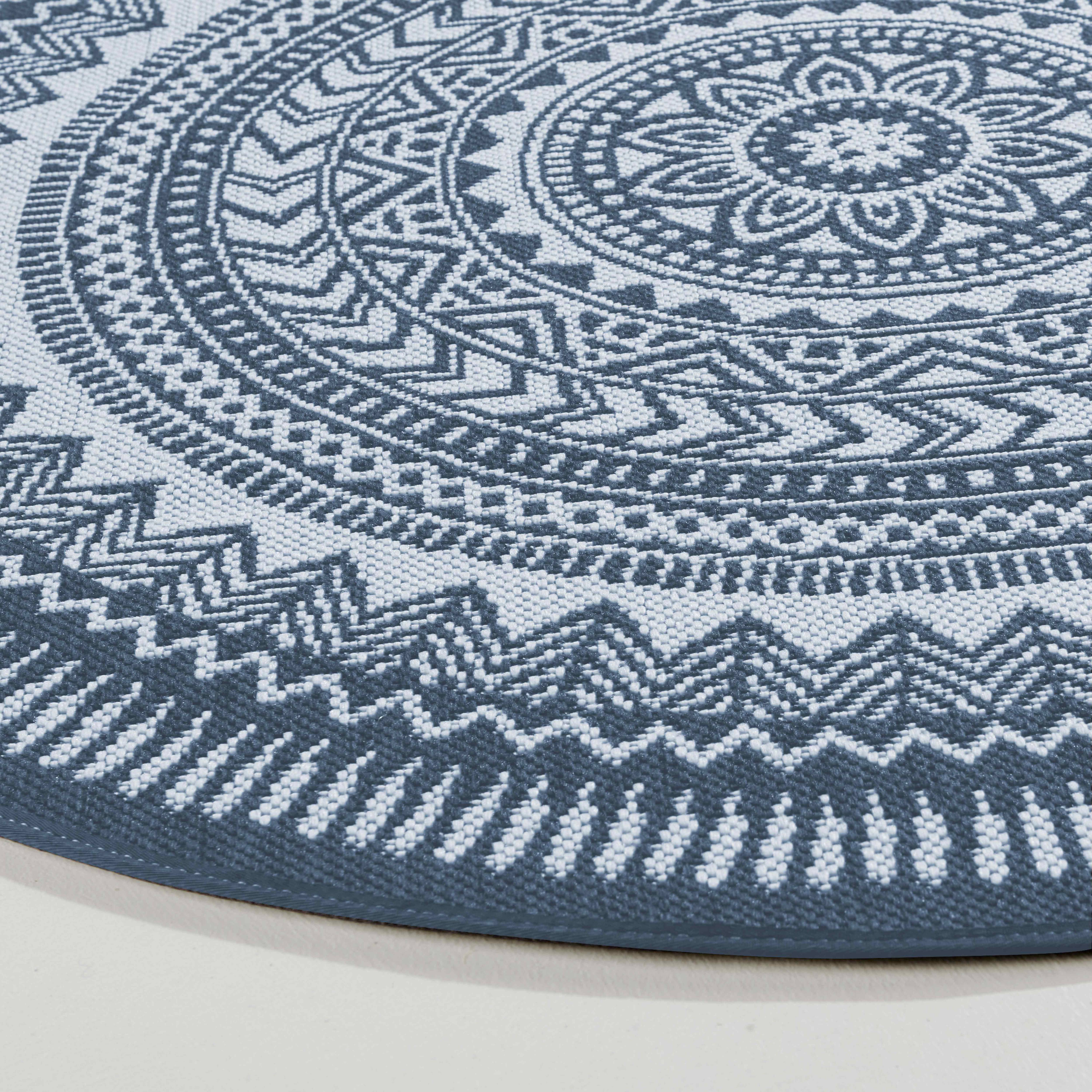Oviala - Tapis rond polypropylène bleu 120cm Mandala - Oviala - Imagen 3