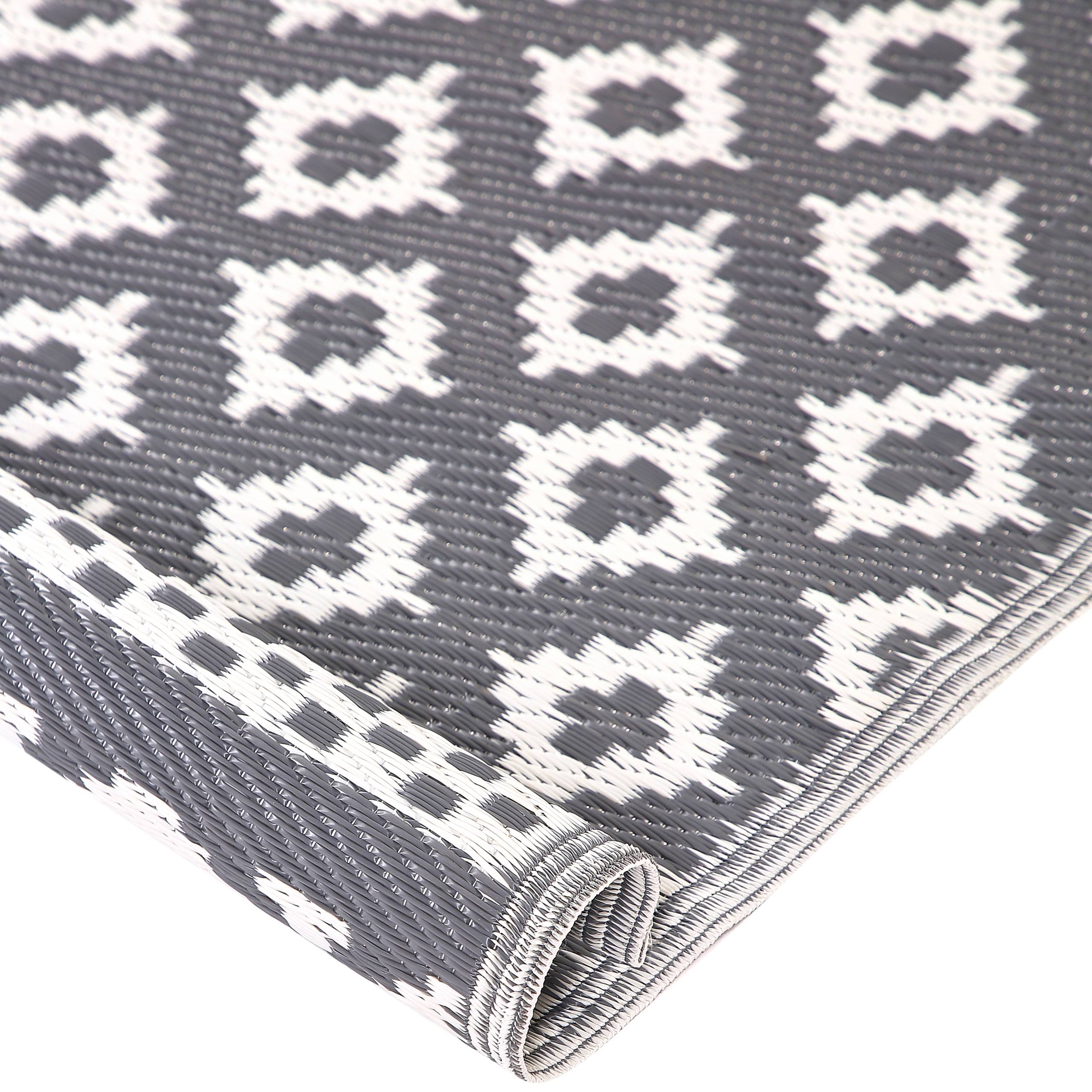 Beliani - Tapis d'Extérieur et Intérieur au Motif Géométrique Gris Polyvalent 120 x 180 cm Idéal pour Terrasse ou Jardin Scandinave et Boho Beliani - Imagen 4