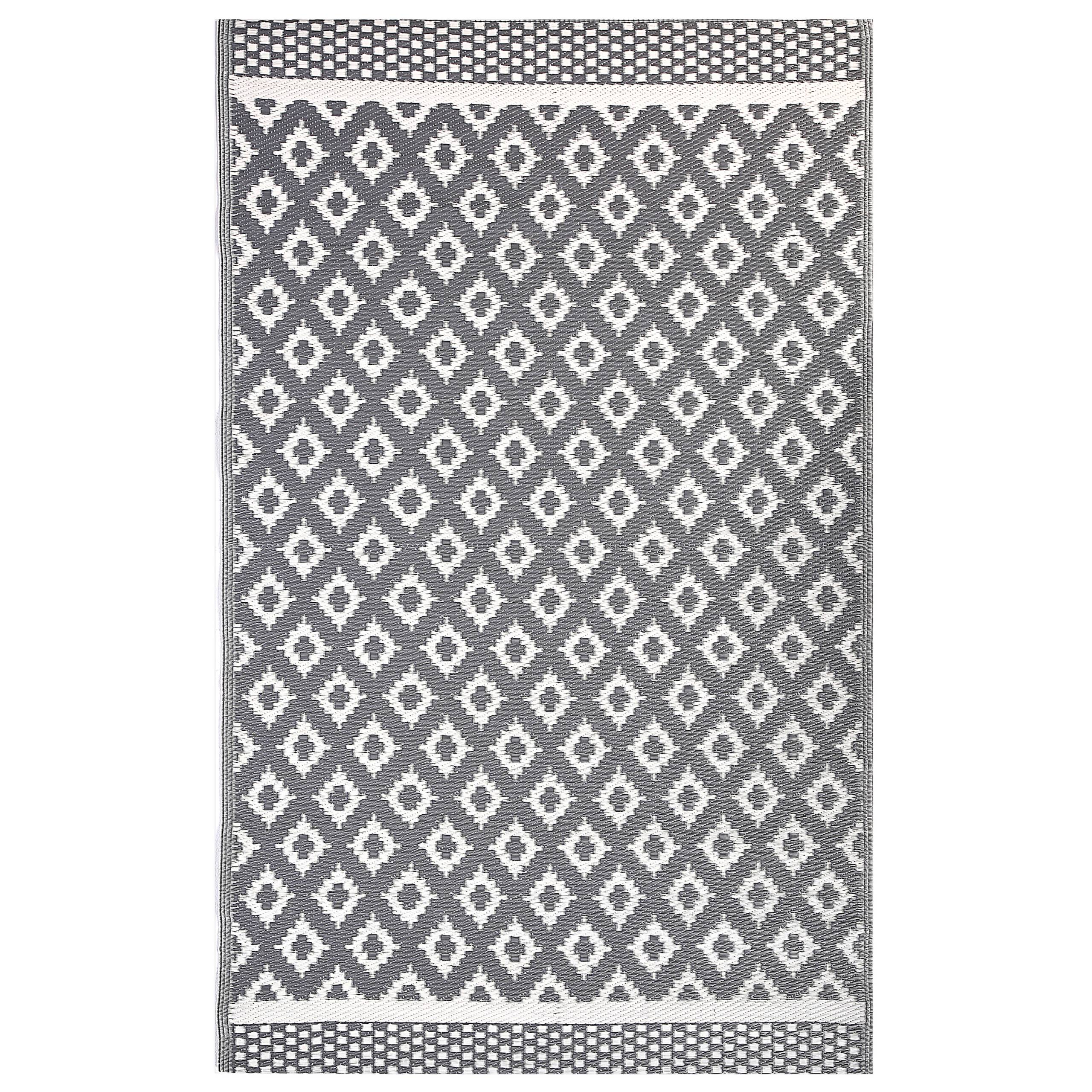 Beliani - Tapis d'Extérieur et Intérieur au Motif Géométrique Gris Polyvalent 120 x 180 cm Idéal pour Terrasse ou Jardin Scandinave et Boho Beliani - Imagen 1