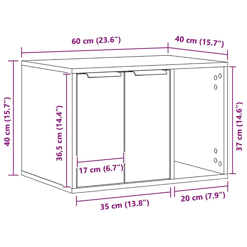 Vidaxl - Meuble de bac à litière pour chat chêne artisanal 60x40x40 cm vidaXL 857732 - Image 3