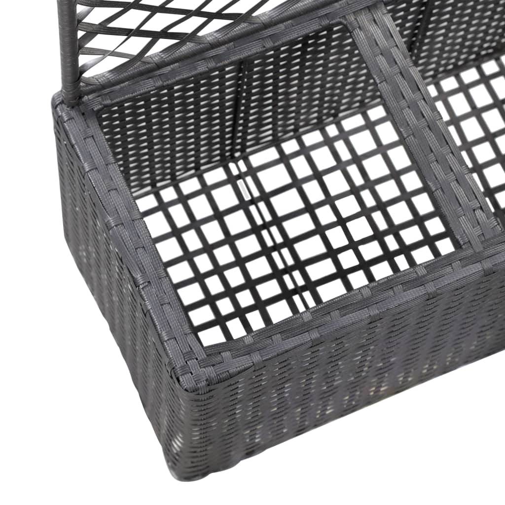 Helloshop26 - Jardinière lit surélevé plantes fleurs jardin treillis 2 pots 58 x 30 x 107 cm résine tressée marron - Imagen 6