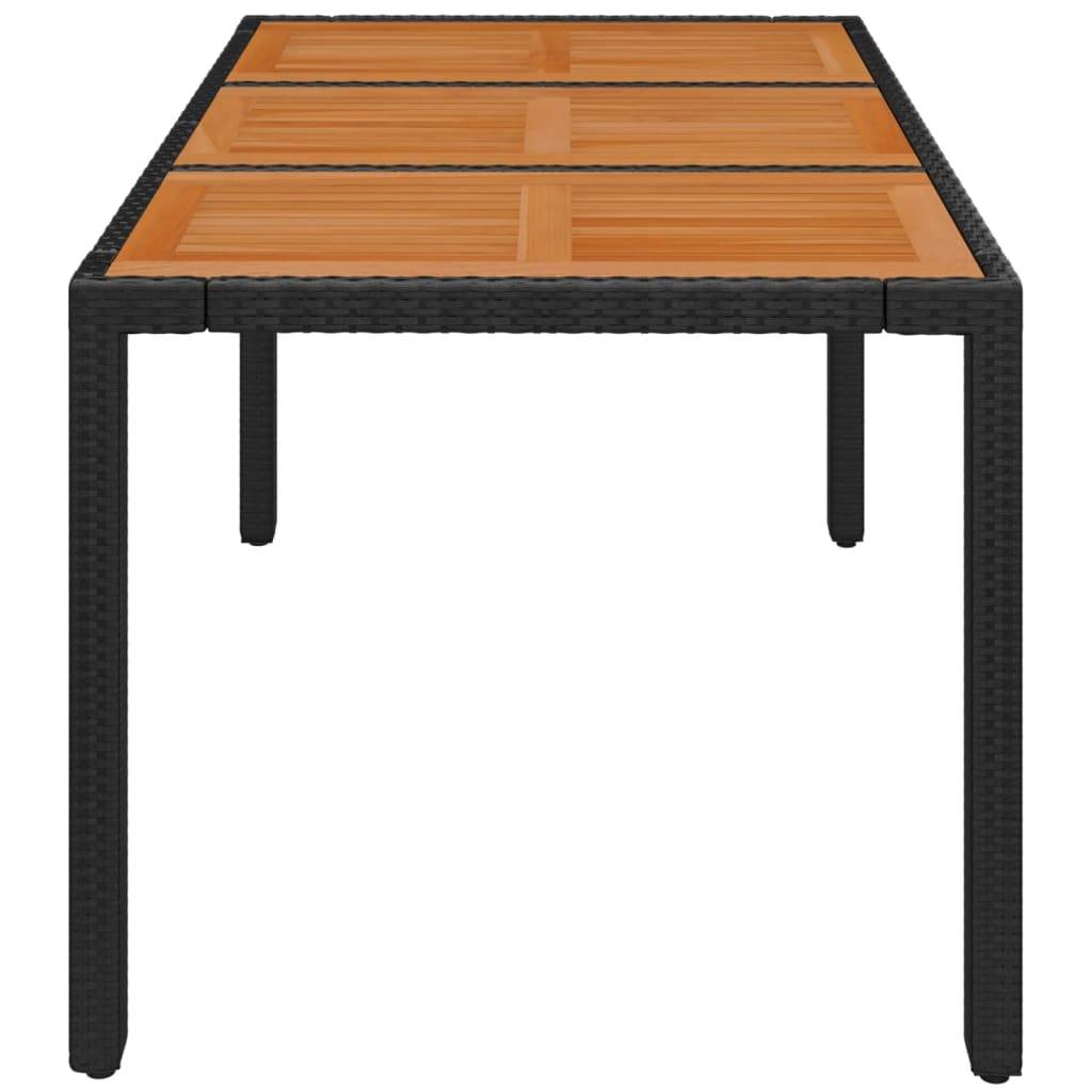 ComfortXL - Grande Table de Jardin 150x90cm Résine Tressée Noire et Plateau Bois d'Acacia – ComfortXL Outdoor Living - Image 4