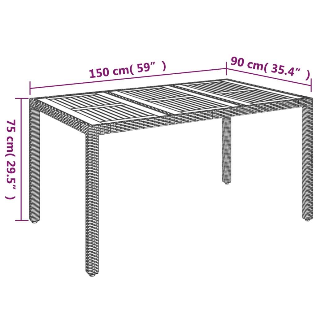 ComfortXL - Grande Table de Jardin 150x90cm Résine Tressée Noire et Plateau Bois d'Acacia – ComfortXL Outdoor Living - Image 7