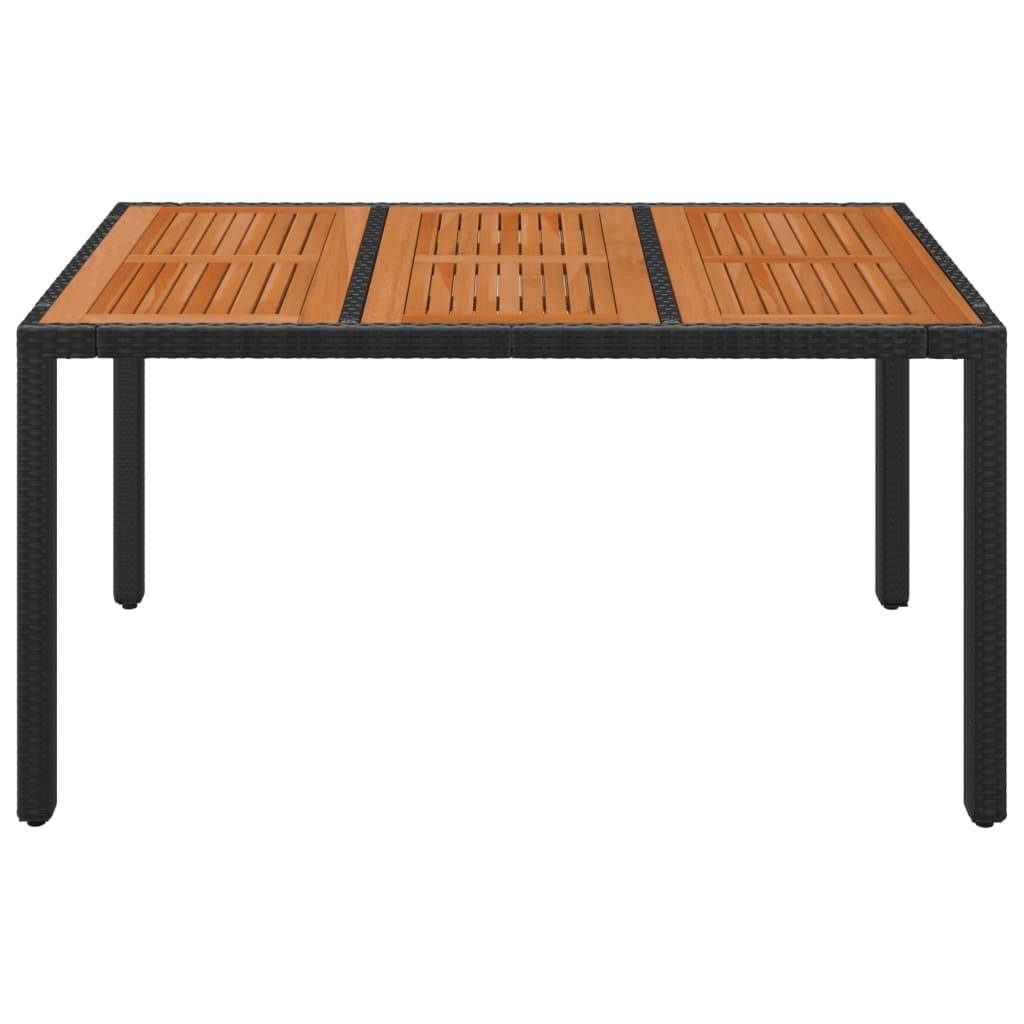 ComfortXL - Grande Table de Jardin 150x90cm Résine Tressée Noire et Plateau Bois d'Acacia – ComfortXL Outdoor Living - Image 3
