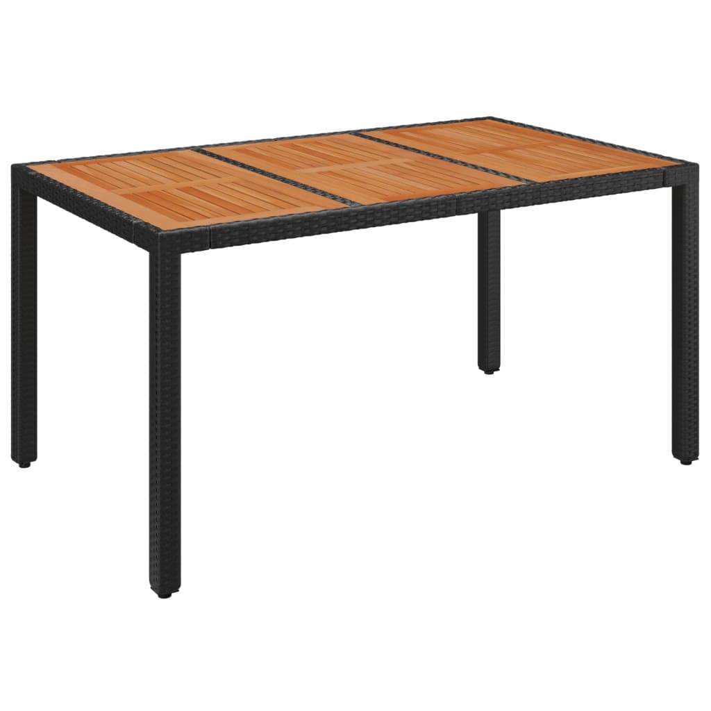 ComfortXL - Grande Table de Jardin 150x90cm Résine Tressée Noire et Plateau Bois d'Acacia – ComfortXL Outdoor Living - Image 2