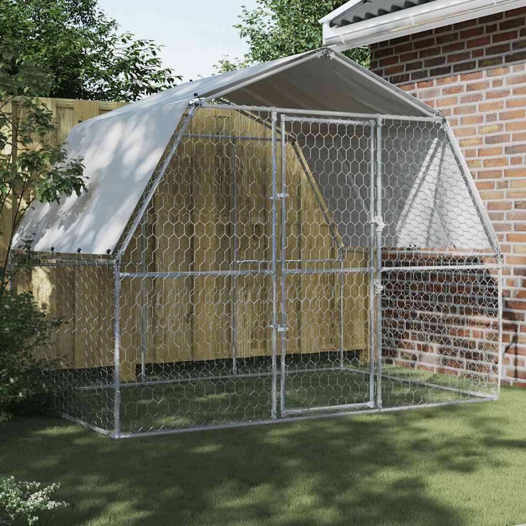 Vidaxl - Cage pour chiens avec toit et porte argenté acier galvanisé vidaXL 3294908