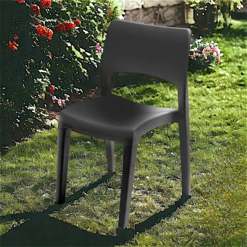 Dmora - Chaise d'extérieur Dametran, Chaise pour table à manger, Fauteuil d'extérieur, Siège de jardin, 100% Made in Italy, 50x51h82 Cm, Anthracite - Dmora - Imagen 4