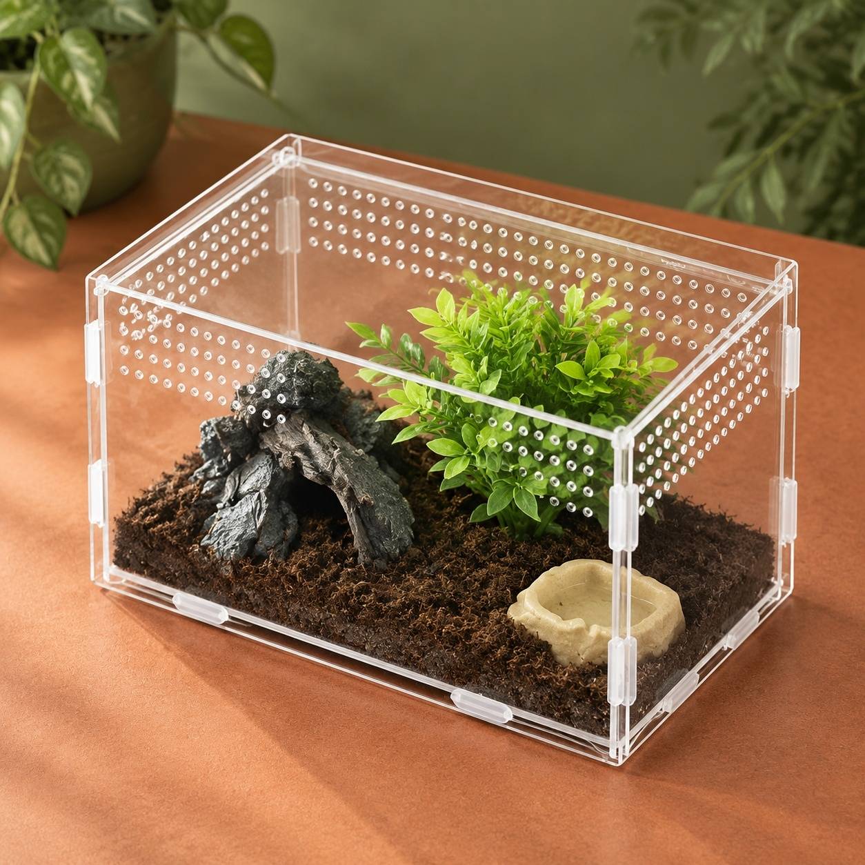 Boîte d'élevage pour reptiles acrylique transparente ventilée portable pour petits animaux rampants - Image 4