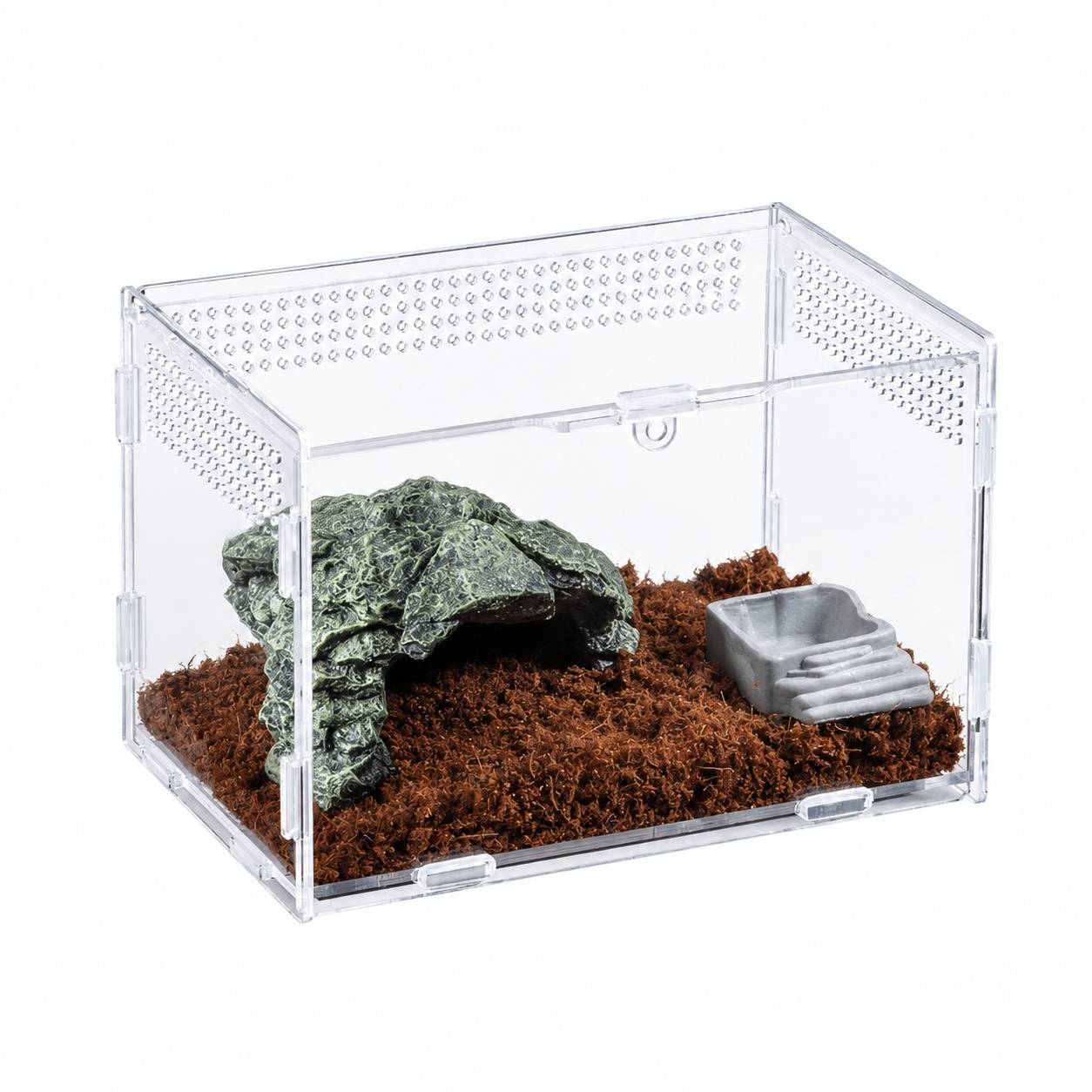 Boîte d'élevage pour reptiles acrylique transparente ventilée portable pour petits animaux rampants