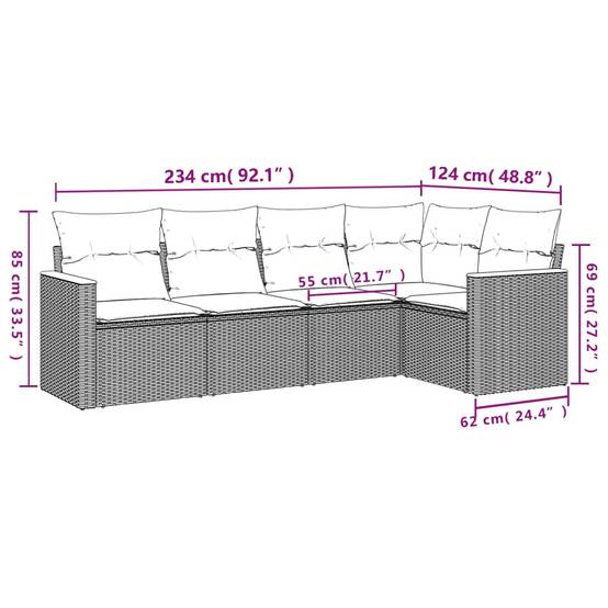 Ensemble canapé d'angle 5 places en résine tressée pour balcon et jardin Noir et Bleu – ComfortXL Outdoor Living - Image 7
