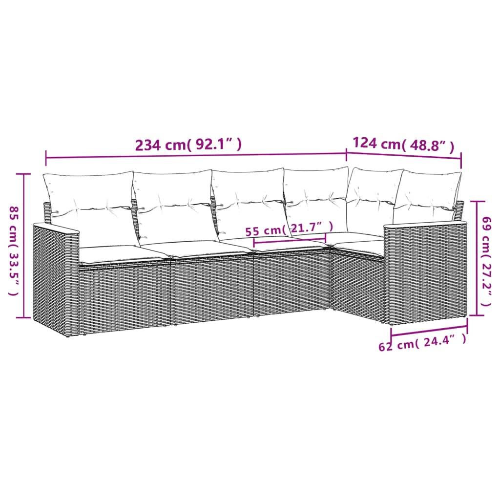 Ensemble canapé d'angle 5 places en résine tressée pour balcon et jardin Noir et Bleu – ComfortXL Outdoor Living - Image 7