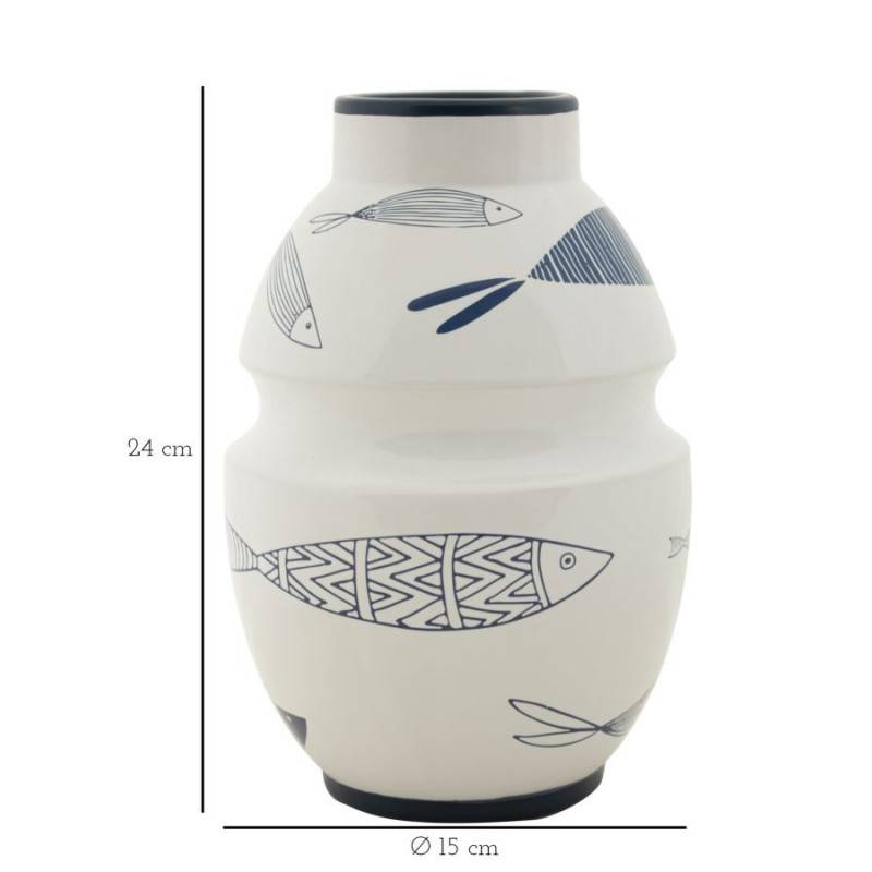 Vase motif poisson en céramique blanche 15x24 cm - Mauro Ferretti - Image 6