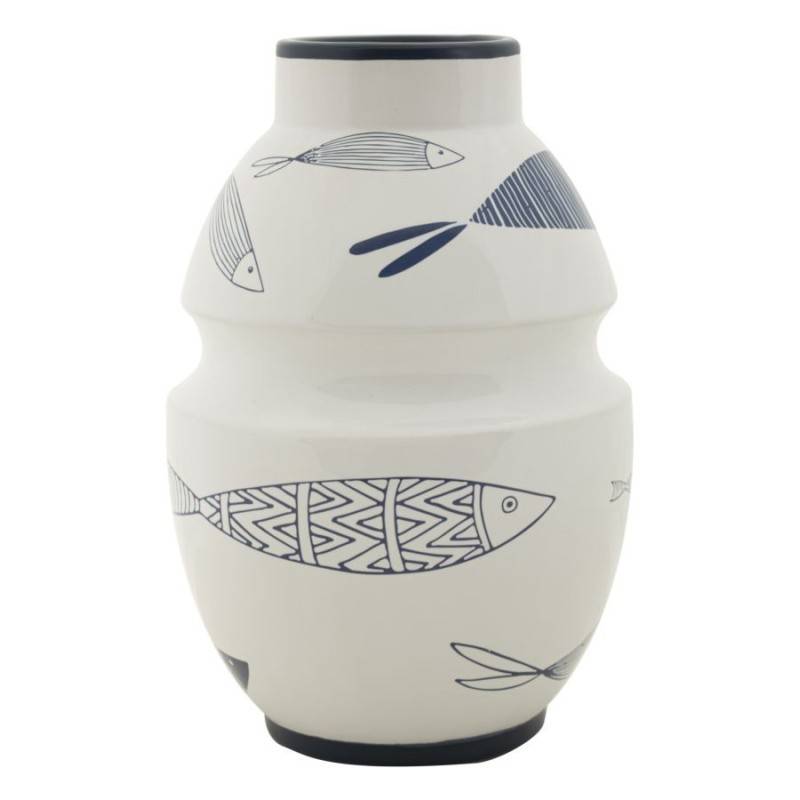 Vase motif poisson en céramique blanche 15x24 cm - Mauro Ferretti - Image 1